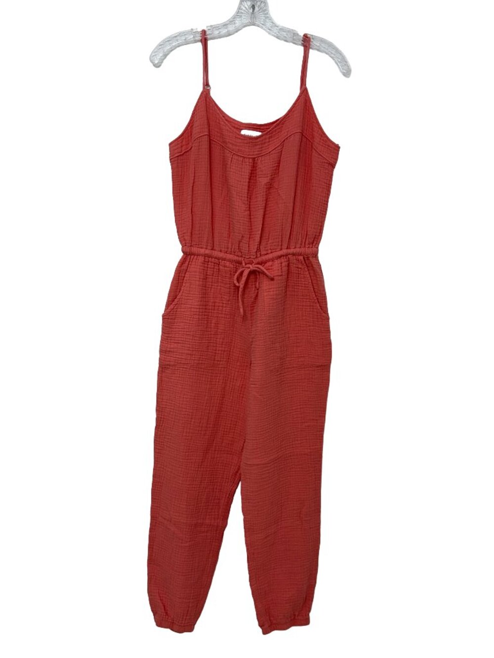 Evereve Gemma in Coral Gauzy Cotton Sleeveless jumpsuit Women's Size S - Picture 2 of 6